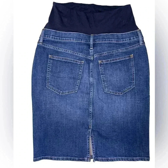 GAP Maternity Full Panel Denim Skirt Dark Wash Size  4 - Picture 2 of 9
